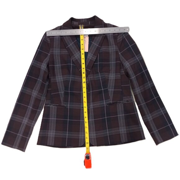 Philosophy Women's Plaid Blazer Long Sleeve Brown Preppy Dark Academia Size 6 - Picture 3 of 8
